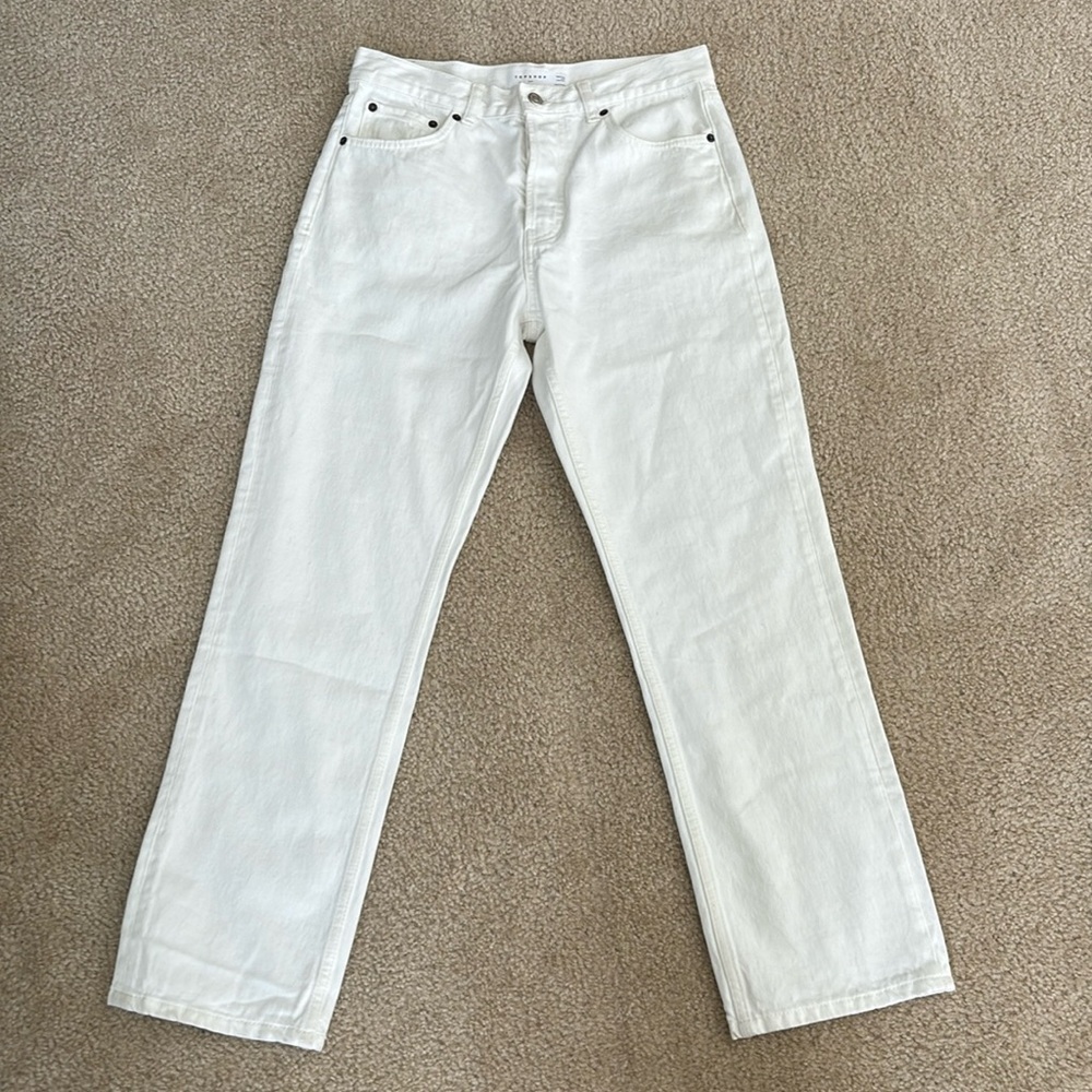 Topshop Jeans Women‘s 28x30 Off White Dad Fits Like 27 US 6